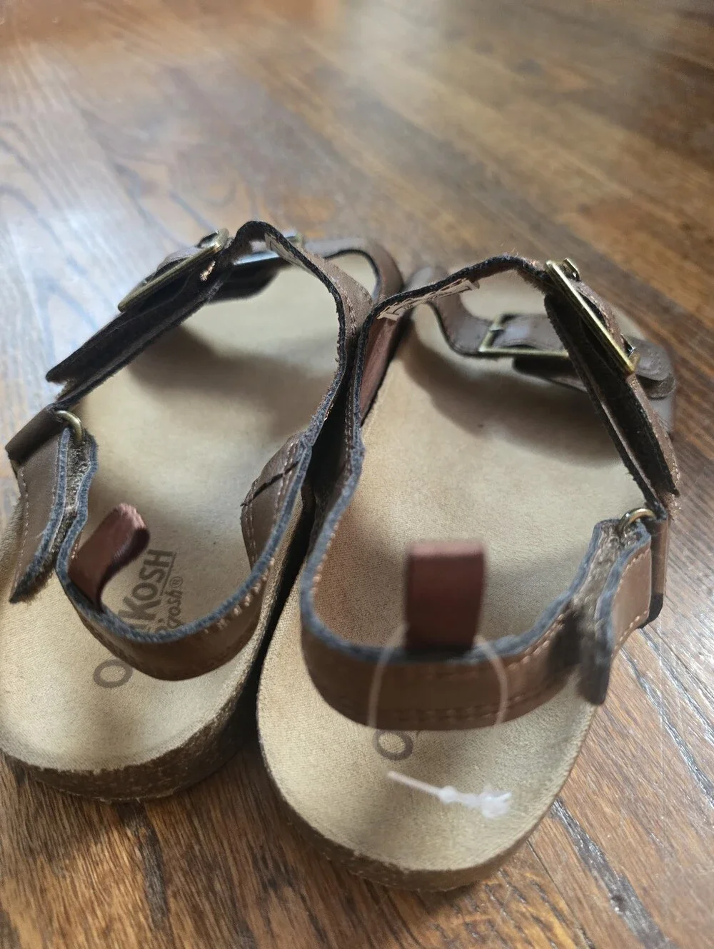 OshKosh B'gosh Brown Leather Double-Buckle Slingback Sandals |size 1